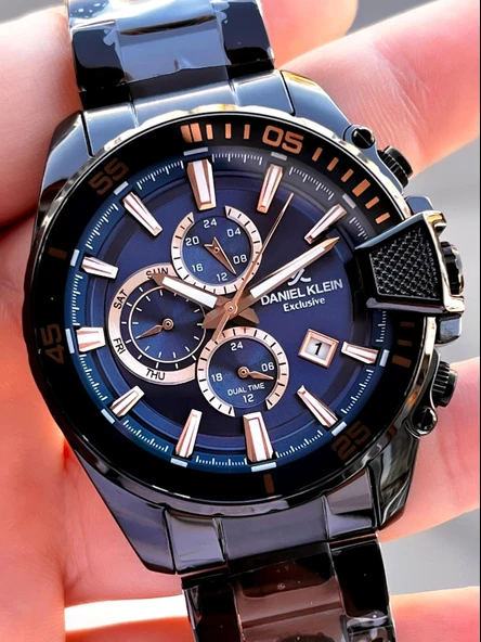 Daniel Klein Çelik Kordon Kronometreli Kadran Tasarımı 5 Atm Suya Dayanıklı Erkek Kol Saati 10034.N6 - Resim 3