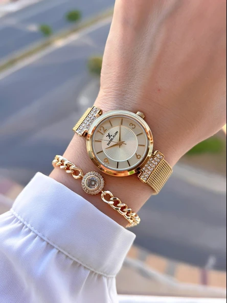 Daniel Klein Çelik Hasır Kordon 30 Mt Suya Dayanıklı Kadın Kol Saati+Bileklik BYN.13966.2 - Resim 2