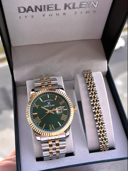 Daniel Klein Vip Seri Çelik Kordon Ve Çelik Bileklik Hediyeli 2 Yıl Garantili Cift Saati CF.10887C3 - Resim 4