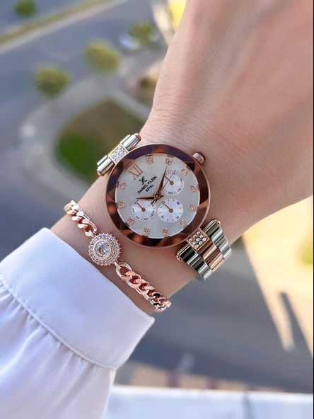 Daniel Klein Çelik Kordon 30 Mt Suya Dayanıklı Kadın Kol Saati+Bileklik BYN.10728.M6 - 2