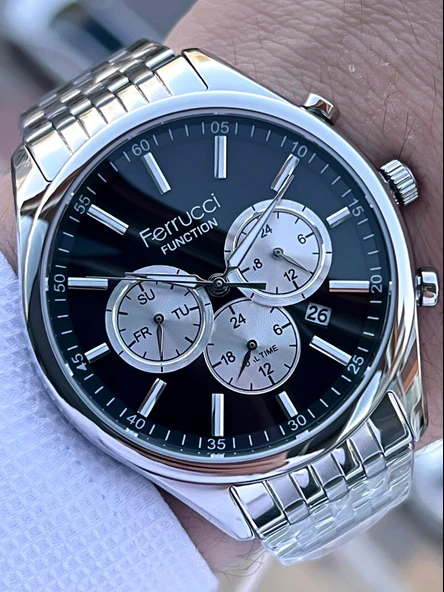 Ferrucci Çelik Kordon İç Fonksiyonları Aktif 3 Atm Bileklik Hediyeli Erkek Kol Saati F.FG03550.01 ürün görseli