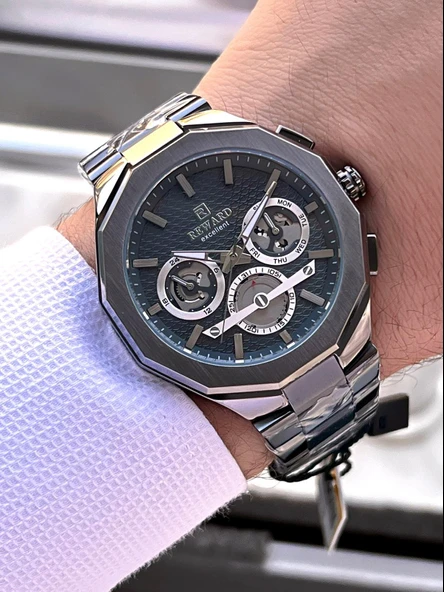 Reward Çelik Kordon 2 Yıl Garantili 5 Atm Suya Dayanıklı İç Fonksiyonları Aktif Erkek Kol Saati RE26 - Resim 2