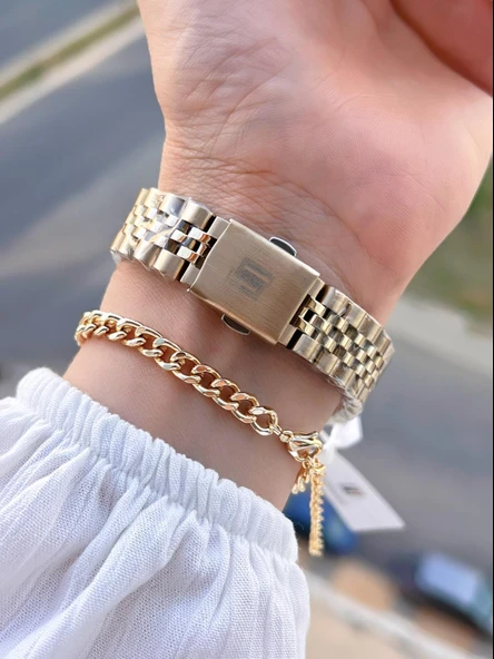 Homies Çelik Kordon 2 Yıl Garantili 30 Mt Suya Dayanıklı Kadın Kol Saati+Bileklik HM.23257.1 - Resim 3