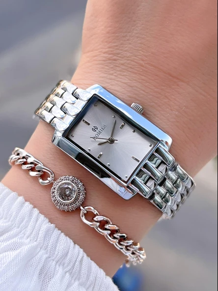 Homies Çelik Kordon 2 Yıl Garantili 30 Mt Suya Dayanıklı Kadın Kol Saati+Bileklik HM.B25531S1 ürün görseli