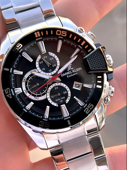 Daniel Klein Çelik Kordon Kronometreli Kadran Tasarımı 5 Atm Suya Dayanıklı Erkek Kol Saati 10034.N1 - Resim 4