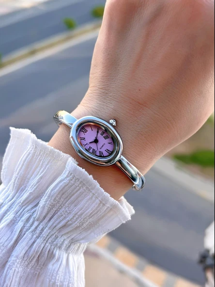 Coliseum Çelik Kordon Cartier Model Elips (Oval) Tasarım Kadın Kol Saati FG.CRT.009 - Resim 2