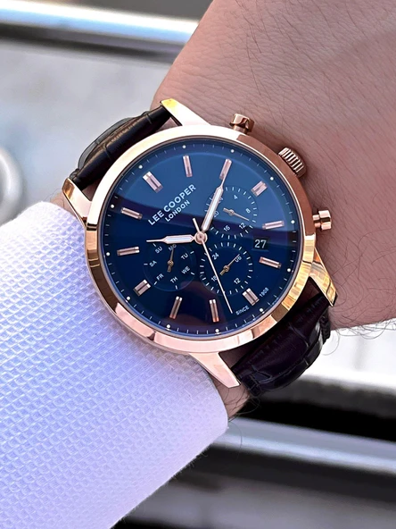Lee Cooper Deri Kordon İç Fonksiyonları Aktif 5 Atm Suya Dayanıklı Erkek Kol Saati ELC.08186.492 - Resim 2
