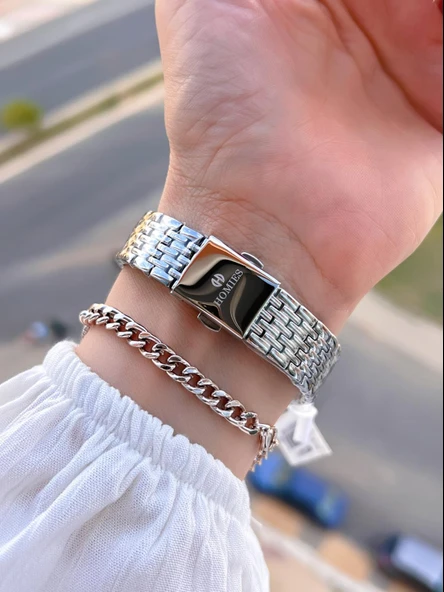 Homies Çelik Kordon 2 Yıl Garantili 30 Mt Suya Dayanıklı Kadın Kol Saati+Bileklik HM.06S01.1 - 3