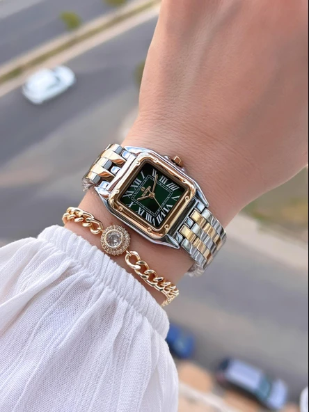 Homies Çelik Kordon 2 Yıl Garantili 30 Mt Suya Dayanıklı Kadın Kol Saati+Bileklik HM.B0146S3 - Resim 2