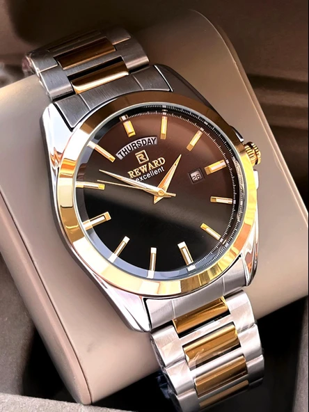 Reward Çelik Kordon 5 Atm Suya Dayanıklı Takvimli Kadran 2 Yıl Garantili Erkek Kol Saati WE.147126.1 - Resim 4