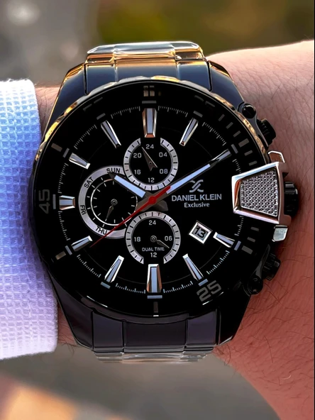 Daniel Klein Çelik Kordon Kronometreli Kadran Tasarımı 5 Atm Suya Dayanıklı Erkek Kol Saati 10034.N5 - Resim 3