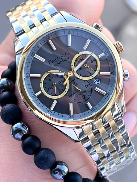 Ferrucci Çelik Kordon İç Fonksiyonları Aktif 30 Mt Suya Dayanıklı Erkek Kol Saati F.FG03550.05 ürün görseli