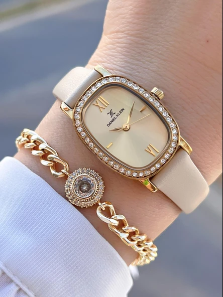 Daniel Klein Deri Kordon 30 Mt Suya Dayanıklı 2 Yıl Garantili Kadın Kol Saati+Bileklik BFG13943.2 ürün görseli