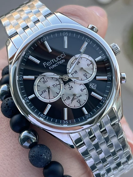 Ferrucci Çelik Kordon İç Fonksiyonları Aktif 3 Atm Bileklik Hediyeli Erkek Kol Saati F.FG03550.01 - Resim 2