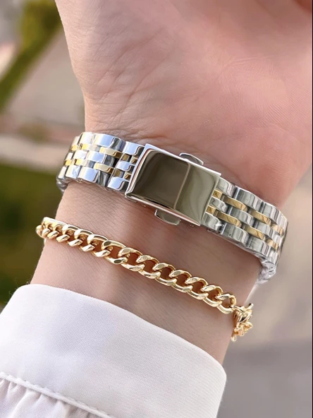 Ferrucci Çelik Kordon Kararma Renk Atma Yapmaz 2 Yıl Garantili Kadın Kol Saati+Bileklik F.03262.05 - Resim 3