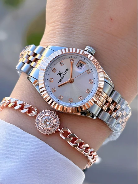 Daniel Klein Çelik Kordon 30 Mt Suya Dayanıklı Kadın Kol Saati+Bileklik BYN.13969.8