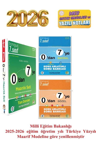 Tonguç Akademi Yeni Baskı 0'dan 7'ye Konu Anlatımlı Soru Bankası Seti