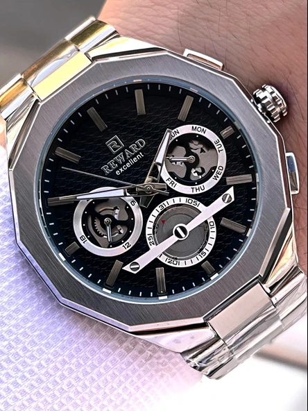 Reward Çelik Kordon 2 Yıl Garantili 5 Atm Suya Dayanıklı İç Fonksiyonları Aktif Erkek Kol Saati RE22