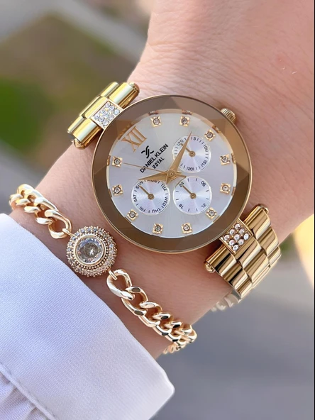 Daniel Klein Çelik Kordon 30 Mt Suya Dayanıklı Kadın Kol Saati+Bileklik BYN.10728.M2