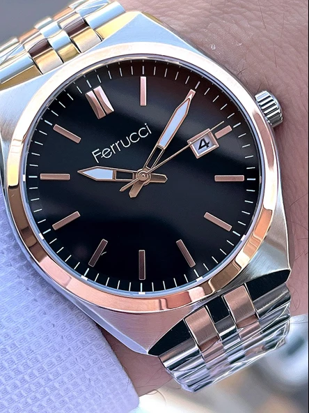 Ferrucci Çelik Kordon Takvimli Kadran 30 Mt Suya Dayanıklı Erkek Kol Saati F.FG03463.02 ürün görseli