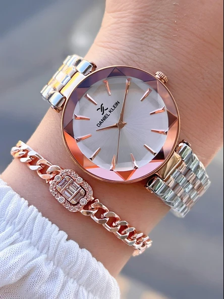 Daniel Klein Özel Kesme Camlı 3 Atm Suya Dayanıklı 2 Yıl Garantili Kadın Kol Saati+Bileklik V92601.6 ürün görseli