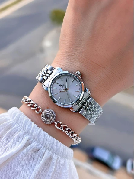 Homies Çelik Kordon 2 Yıl Garantili 30 Mt Suya Dayanıklı Kadın Kol Saati+Bileklik HM.B26416.1 - Resim 2