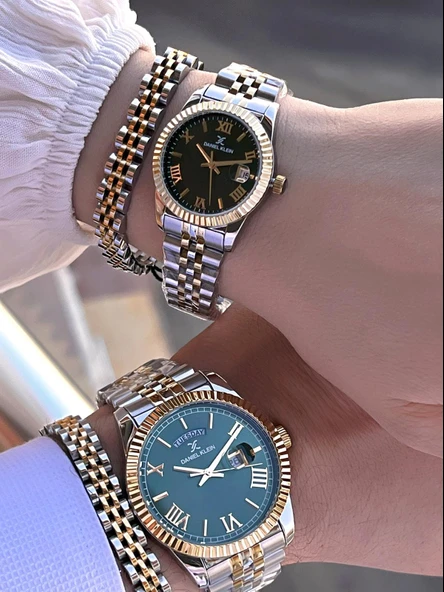 Daniel Klein Vip Seri Çelik Kordon Ve Çelik Bileklik Hediyeli 2 Yıl Garantili Cift Saati CF.10887C3 - Resim 3