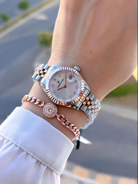 Daniel Klein Çelik Kordon 30 Mt Suya Dayanıklı Kadın Kol Saati+Bileklik BYN.13969.8 - 2