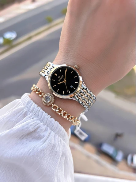 Homies Çelik Kordon 2 Yıl Garantili 30 Mt Suya Dayanıklı Kadın Kol Saati+Bileklik HM.06S01.4 - 2