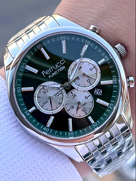 Ferrucci Çelik Kordon İç Fonksiyonları Aktif 30 Mt Suya Dayanıklı Erkek Kol Saati F.FG03550.02 - Resim 2