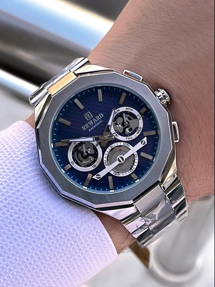 Reward Çelik Kordon 2 Yıl Garantili 5 Atm Suya Dayanıklı İç Fonksiyonları Aktif Erkek Kol Saati RE23 - Resim 2