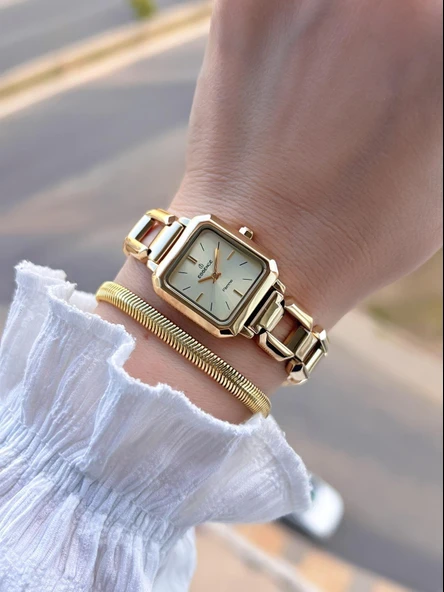 Essence Çelik Kasa Ve Kordon 2 Yıl Garantili 3 Atm Suya Dayanıklı Kadın Kol Saat+Bileklik SDF110 - Resim 2