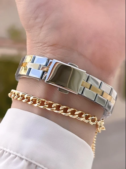 Ferrucci Çelik Kordon Kararma Renk Atma Yapmaz 2 Yıl Garantili Kadın Kol Saati+Bileklik F.03428.06 - Resim 4