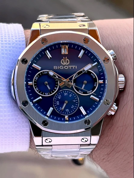 Bigotti Özel Kutulu Nişan Ve Damat Saati 2 Yıl Garantili İç Fonksiyonları Aktif Erkek Kol Saati BX03 - Resim 3