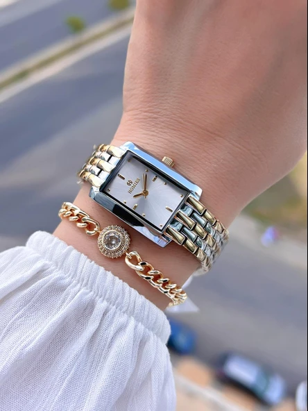 Homies Çelik Kordon 2 Yıl Garantili 30 Mt Suya Dayanıklı Kadın Kol Saati+Bileklik HM.B25531S4 - Resim 2