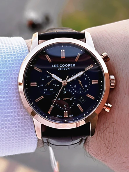 Lee Cooper Deri Kordon İç Fonksiyonları Aktif 5 Atm Suya Dayanıklı Erkek Kol Saati ELC.08186.492 - Resim 3