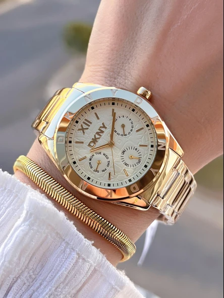 DKNY Çelik Kasa Ve Kordon 5 Atm Suya Dayanıklı 2 Yıl Garantili Kadın Kol Saati+Bileklik DKNY.015M0035 ürün görseli