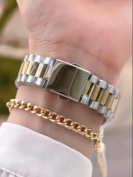 Ferrucci Çelik Kordon Kararma Renk Atma Yapmaz 2 Yıl Garantili Kadın Kol Saati+Bileklik F.03450.06 - Resim 3