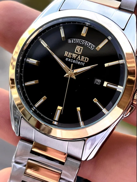 Reward Çelik Kordon 5 Atm Suya Dayanıklı Takvimli Kadran 2 Yıl Garantili Erkek Kol Saati WE.147126.1 - Resim 3