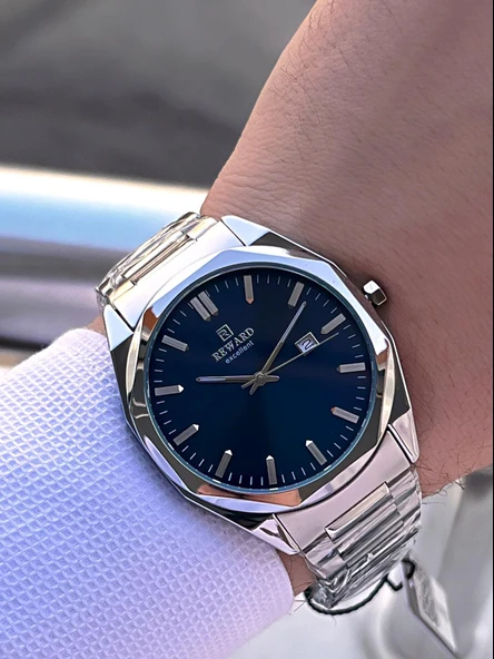 Reward Çelik Kordon 5 Atm Suya Dayanıklı Takvimli Kadran 2 Yıl Garantili Erkek Kol Saati WE.147131.2 - Resim 2