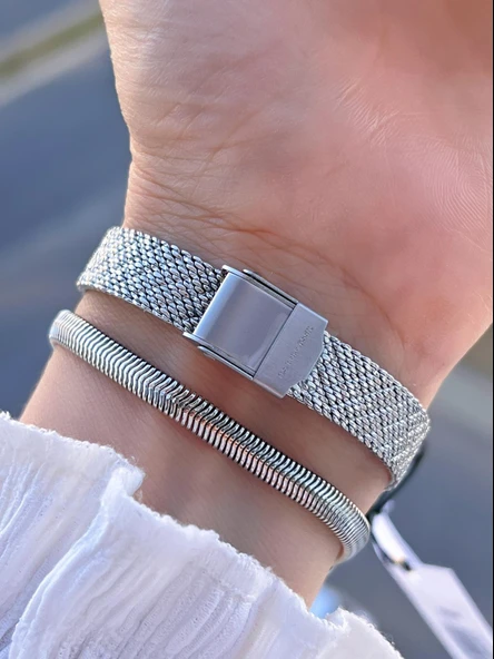 U.S.POLO ASSN Çelik Kordon 5 Atm Suya Dayanıklı Kadın Kol Saati+Bileklik Hediyeli USPA.2083.G01 - Resim 3