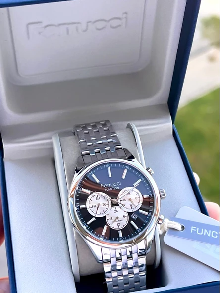Ferrucci Çelik Kordon İç Fonksiyonları Aktif 3 Atm Bileklik Hediyeli Erkek Kol Saati F.FG03550.01 - Resim 4