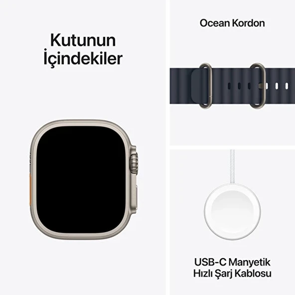 Apple Watch Ultra 2 GPS + Cellular 49mm Natürel Titanyum Kasa ve Lacivert Ocean Kordon Akıllı Saat - 5