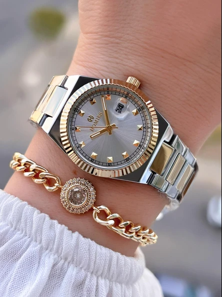 Homies Çelik Kordon 2 Yıl Garantili 30 Mt Suya Dayanıklı Kadın Kol Saati+Bileklik HM.26S01.3 ürün görseli