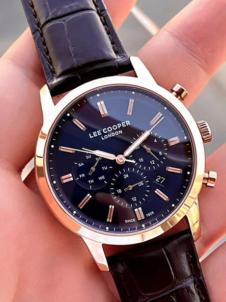 Lee Cooper Deri Kordon İç Fonksiyonları Aktif 5 Atm Suya Dayanıklı Erkek Kol Saati ELC.08186.492 - Resim 4