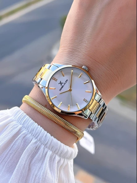 Daniel Klein Özel Kesme Camlı 3 Atm Suya Dayanıklı 2 Yıl Garantili Kadın Kol Saati+Bileklik V10925.3 - Resim 2