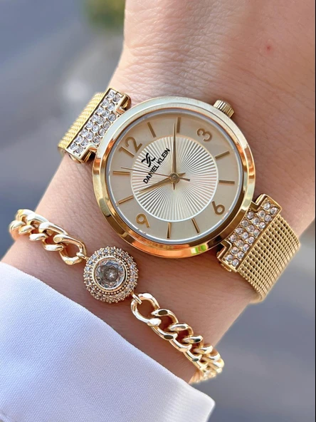 Daniel Klein Çelik Hasır Kordon 30 Mt Suya Dayanıklı Kadın Kol Saati+Bileklik BYN.13966.2 ürün görseli