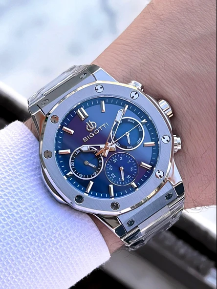 Bigotti Özel Kutulu Nişan Ve Damat Saati 2 Yıl Garantili İç Fonksiyonları Aktif Erkek Kol Saati BX03 - Resim 2