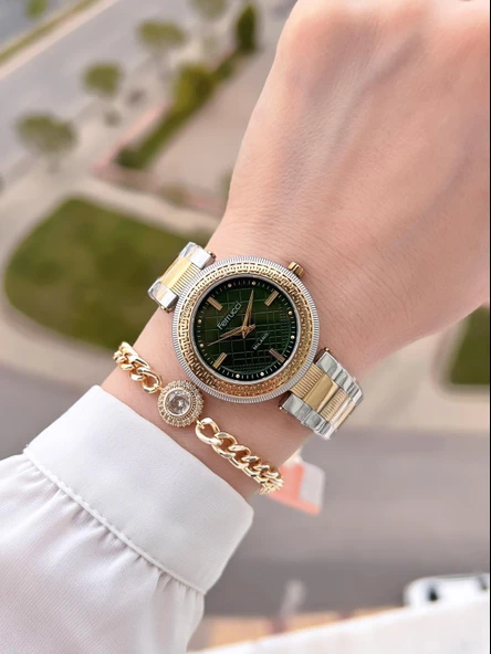 Ferrucci Çelik Kordon Kararma Renk Atma Yapmaz 2 Yıl Garantili Kadın Kol Saati+Bileklik F.03546.02 - Resim 2