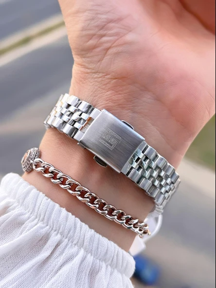 Homies Çelik Kordon 2 Yıl Garantili 30 Mt Suya Dayanıklı Kadın Kol Saati+Bileklik HM.33S01.6 - Resim 3